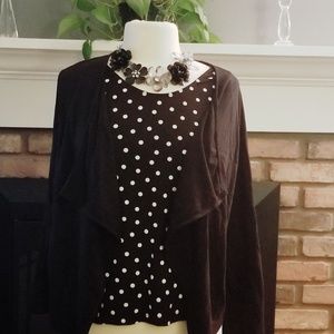 St. Johns Bay polka dot black white petite medium